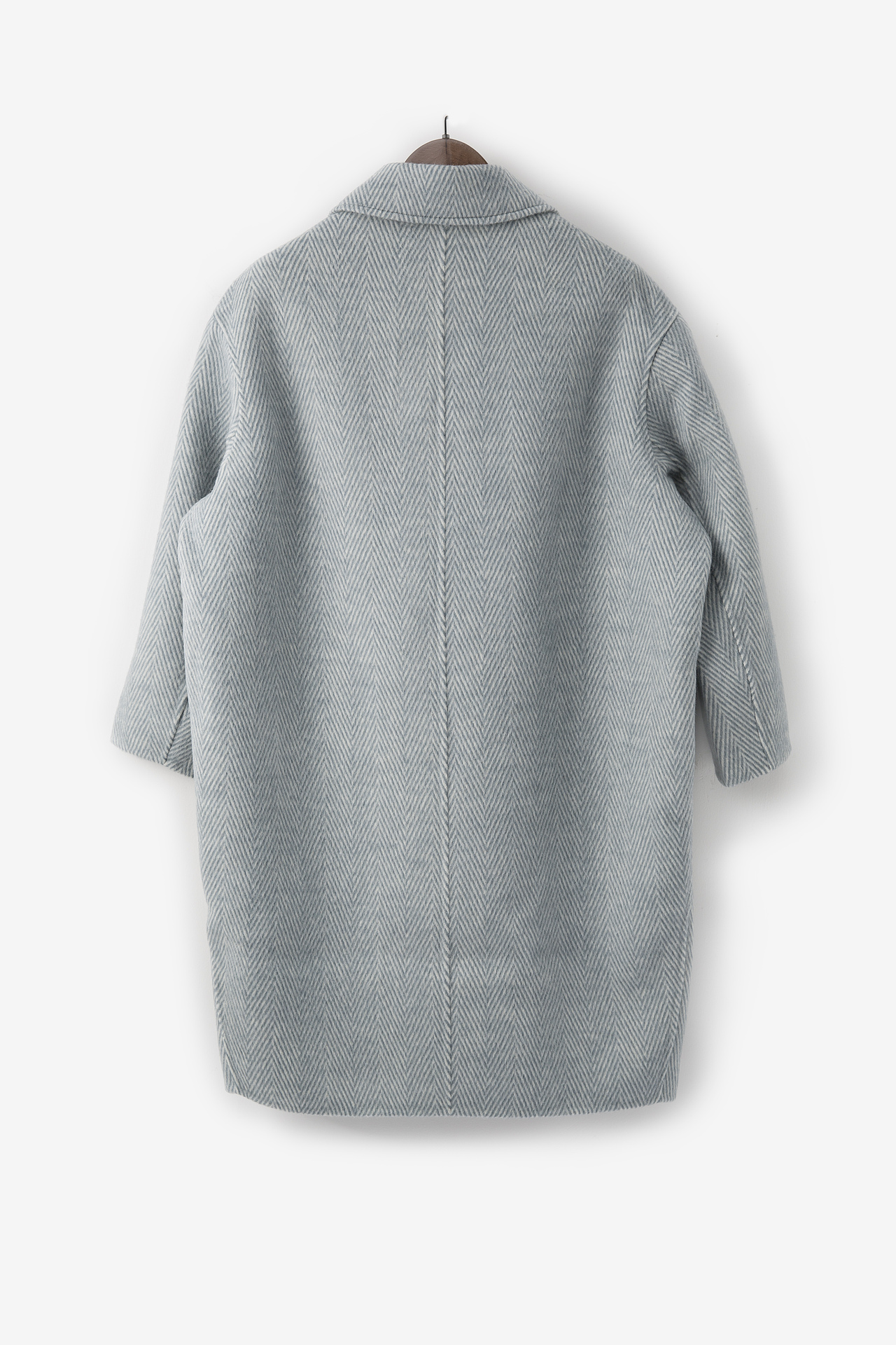 天使蓝大衣呢子大衣女