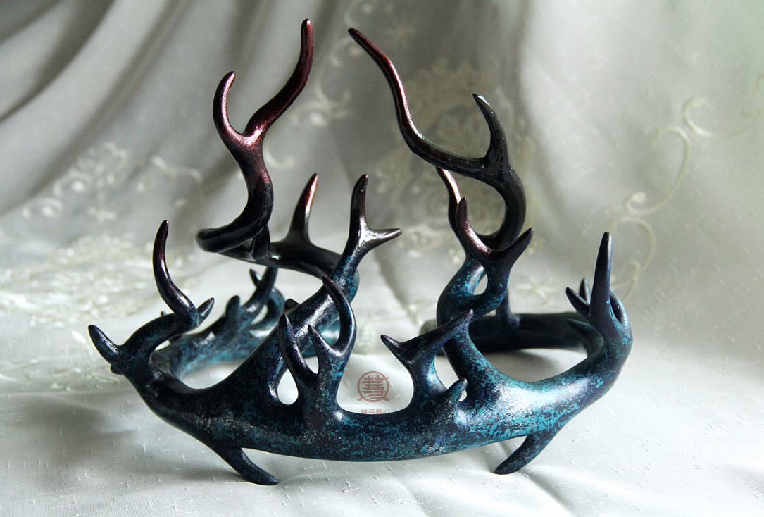 漆髹玻璃钢鹿角摆件.历时五个月.喜欢可以留言