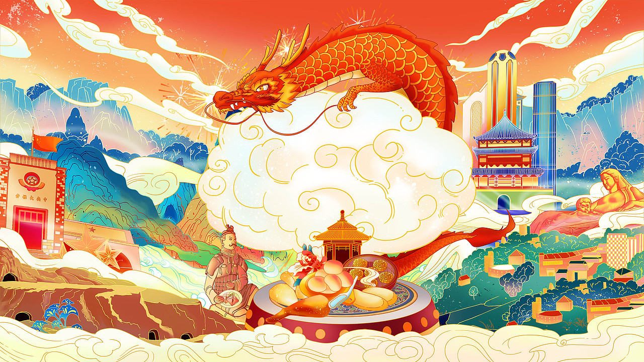 西北地区国潮风插画_无敌可爱狐狸-站酷zcool