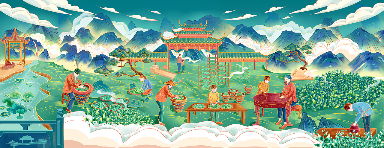 碣滩茶x包装插画设计（图ZMzA1MDUxMDYw） - 商业插画 - 站酷设计师龙隆笼Long原创素材 - 站酷ZCOOL