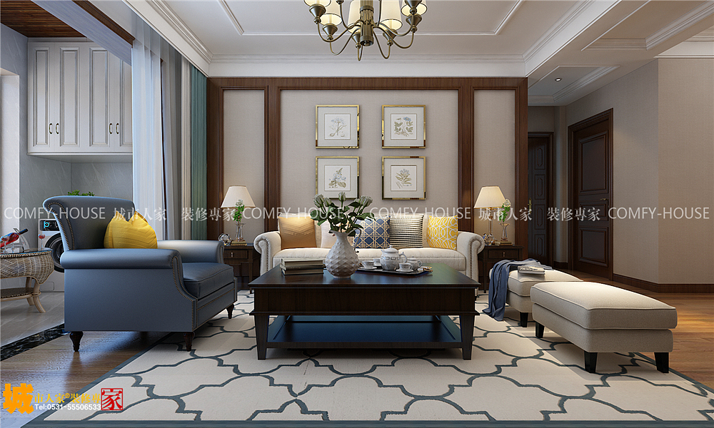拉菲公馆美式装修效果图,简洁大方