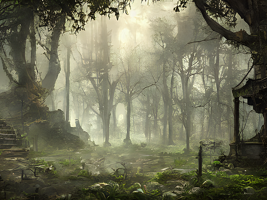 #AI创作实验室#遗迹,森林里,超写实
