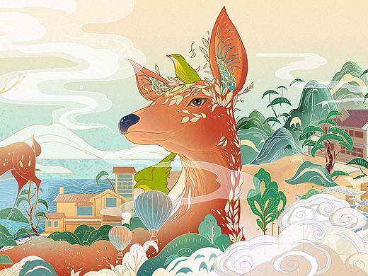 英山茶山毕升温泉文创插画长卷