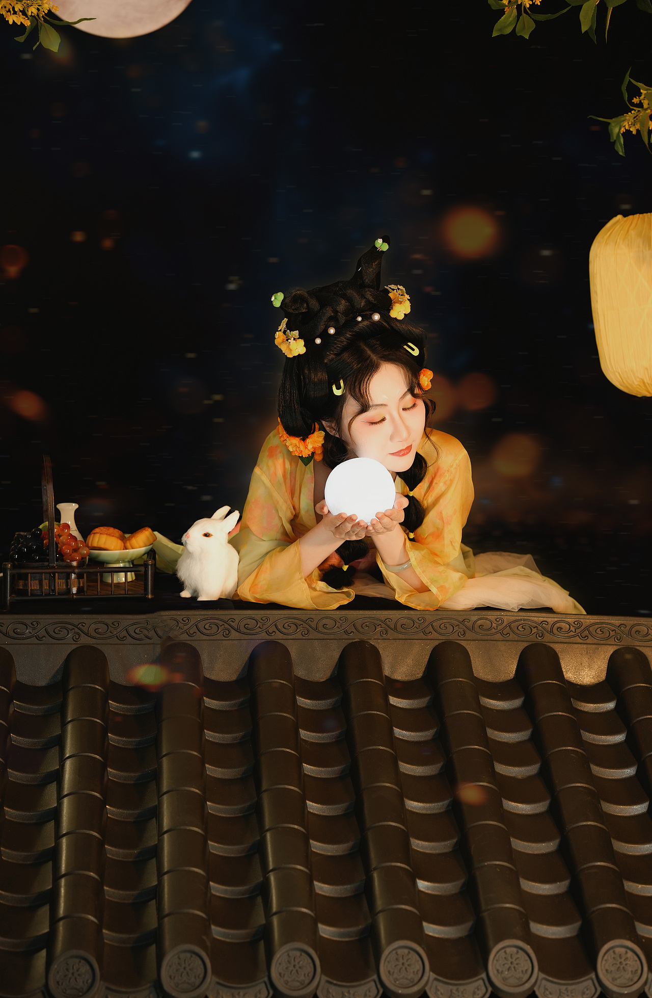 谁家的小玉兔跑出来啦|中秋玉兔汉服写真