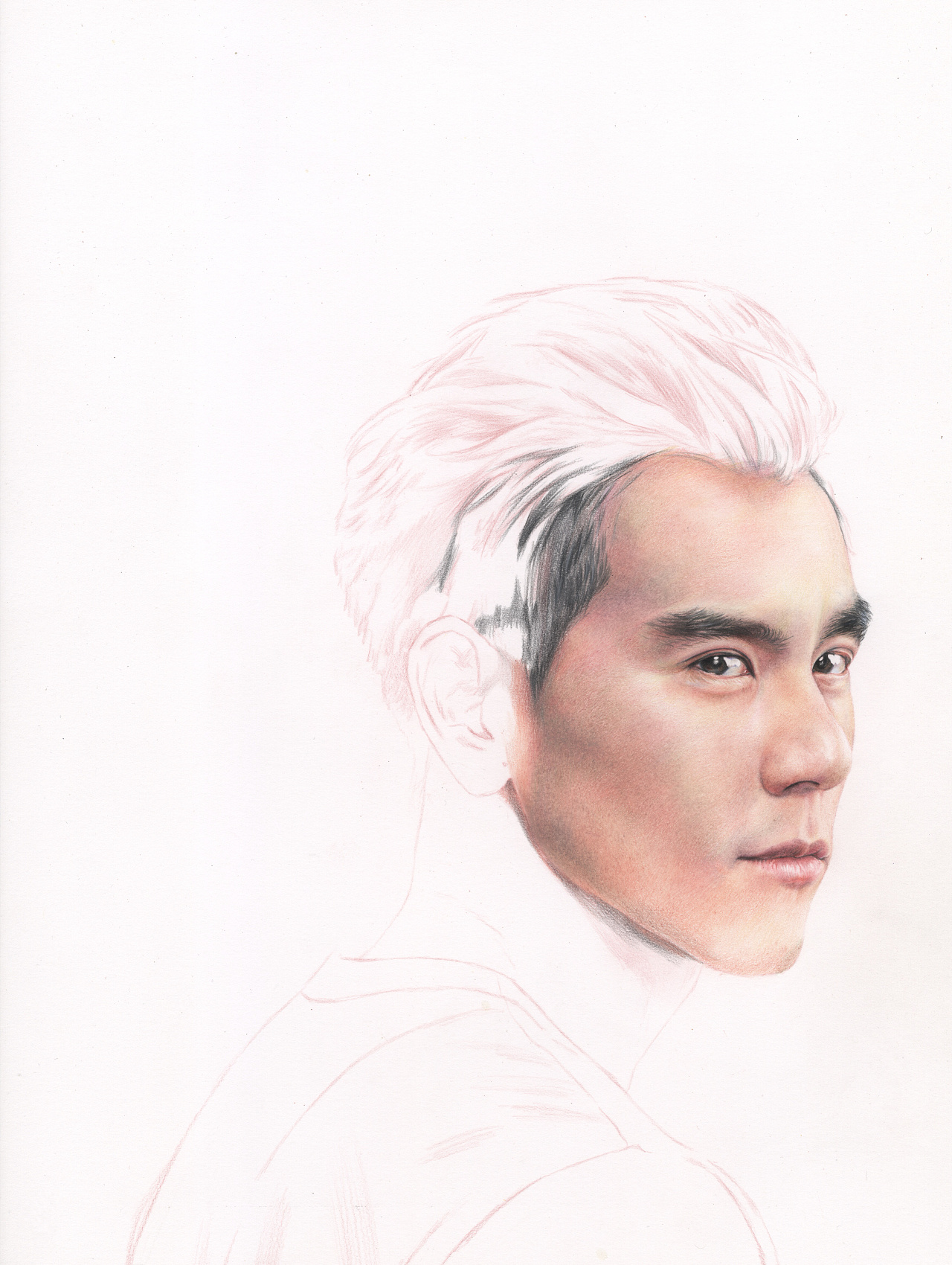 彩铅肖像 彭于晏,高度自律的男神