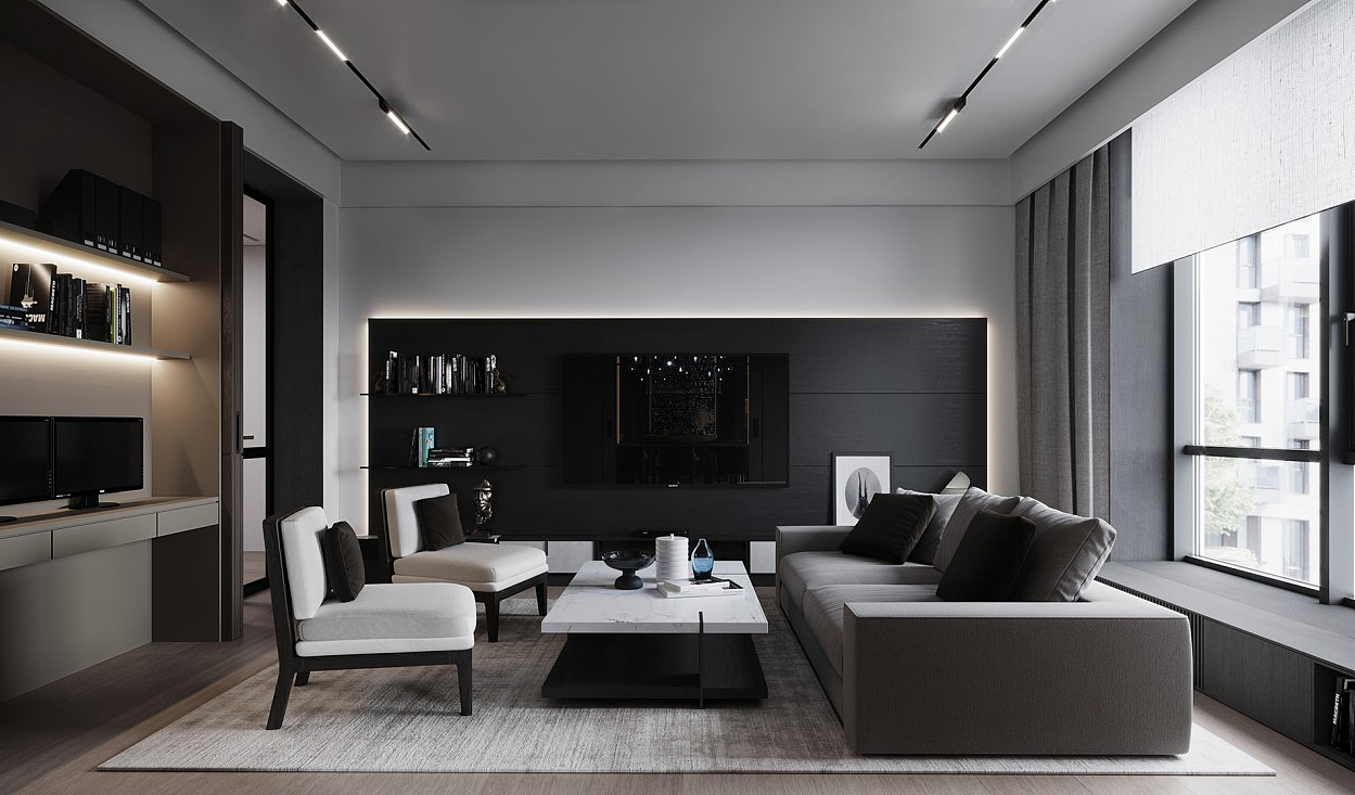 100㎡ 深色系空间设计,沉稳大气!