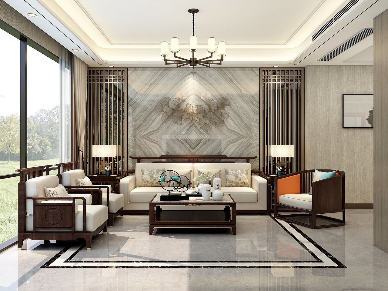 新中式客餐厅设计（图ZMjU5NDYyOTI0） - 家装设计 - 站酷设计师LM设计李立猛原创素材 - 站酷ZCOOL