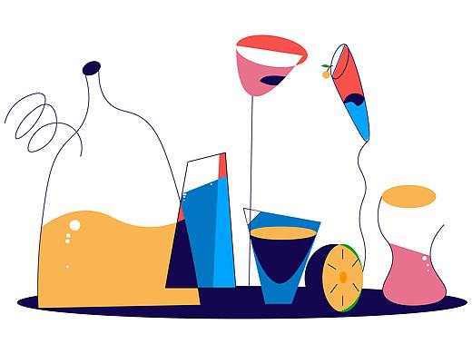 矢量插画练习-蔬、果、酒