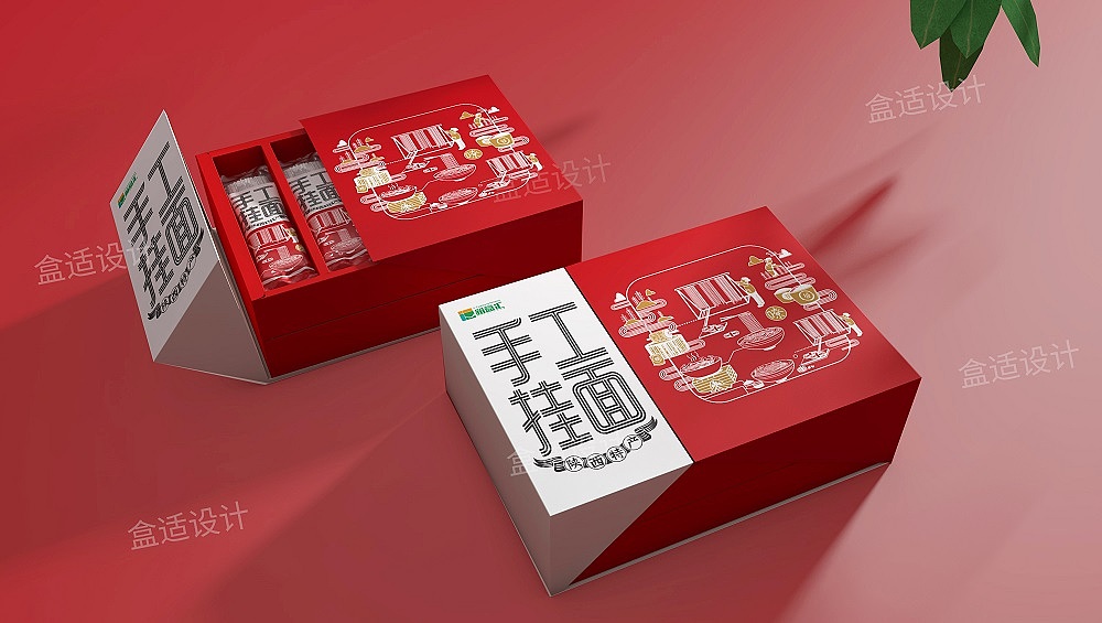 箱盒汇 | ：双层装手工挂面礼盒包装设计（图ZMjQ2MTA1Mzg0） - 包装 - 站酷设计师箱盒汇_包装设计原创素材 - 站酷ZCOOL