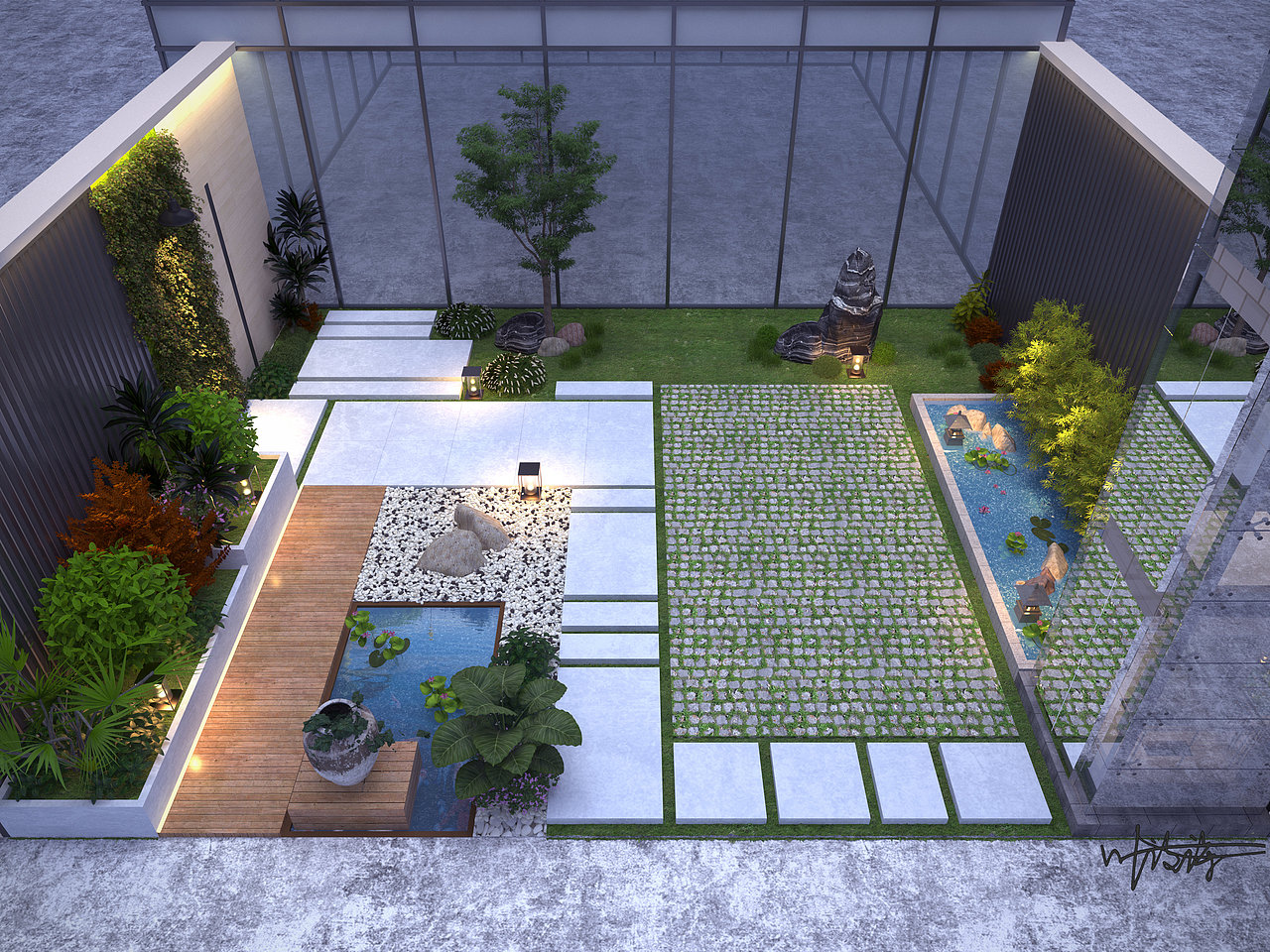 室外效果图|庭院景观