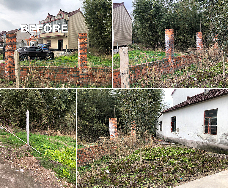 第一次去业主家量房的时候，院子里面杂草丛生。