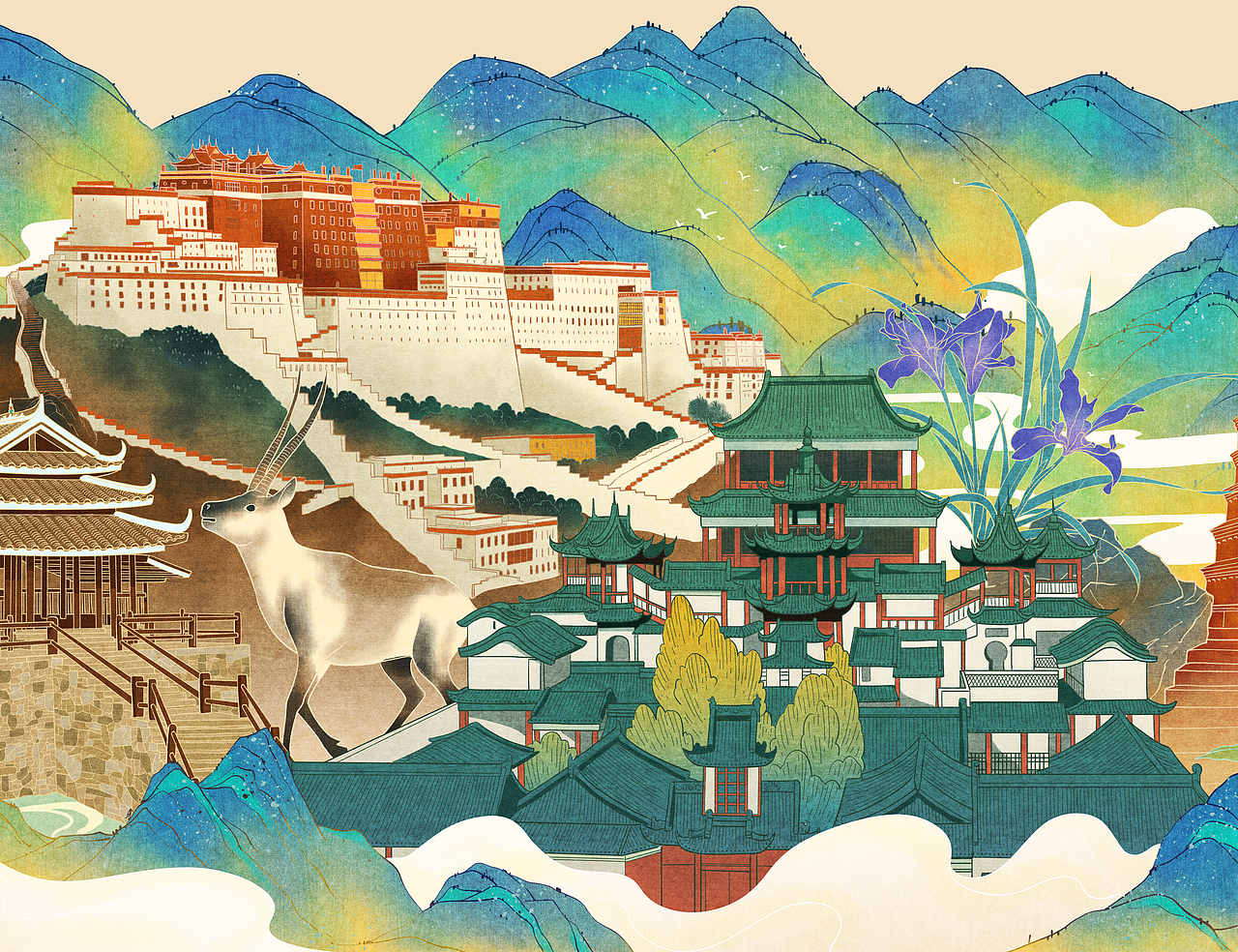 中国建筑（图ZMjg2ODE5MDI4） - 艺术插画 - 站酷设计师阴阳镜原创素材 - 站酷ZCOOL