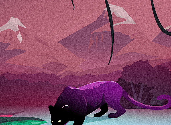 矢量插畫 | 夜晚叢林的黑豹（圖ZMjA2NjA0MjAw） - 創(chuàng)作習(xí)作 - 站酷設(shè)計師學(xué)會學(xué)會原創(chuàng)素材 - 站酷ZCOOL
