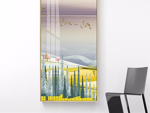 原创新中式客厅抽象装饰画现代简约玄关飞鹤挂画