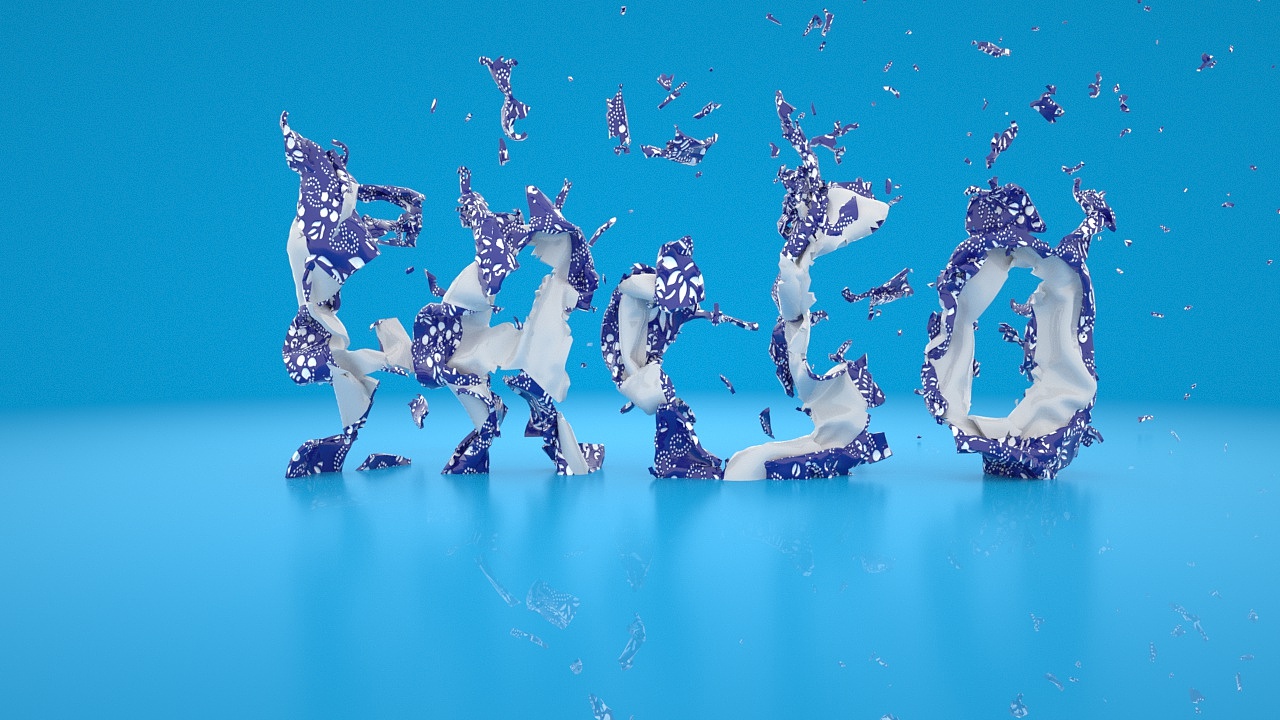 青花撕裂文字效果