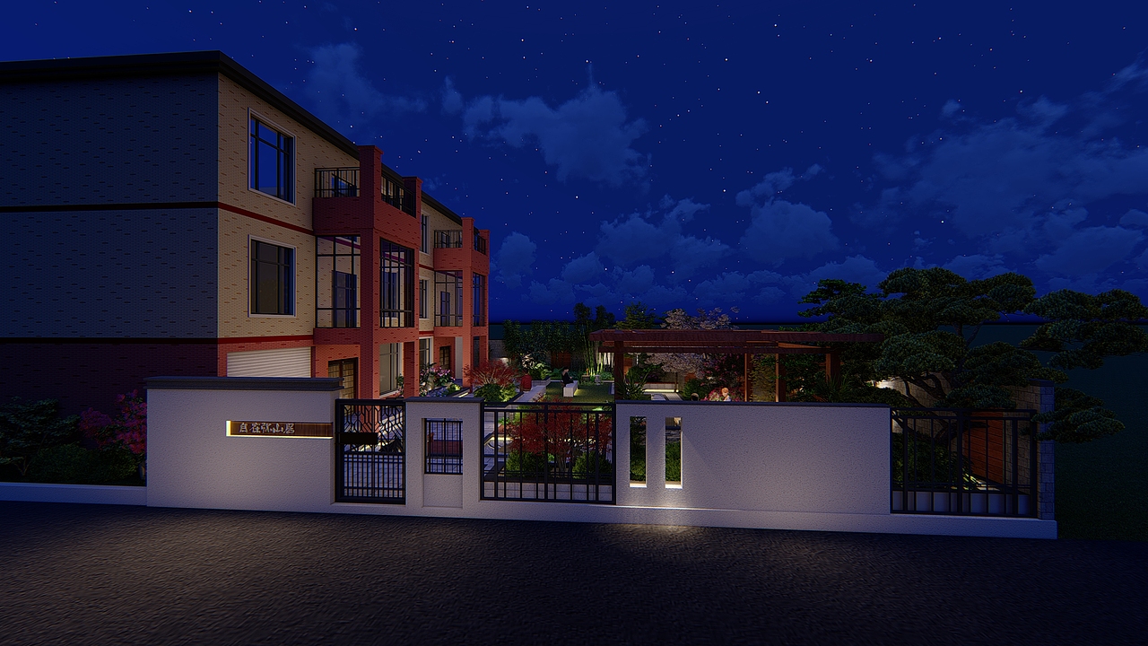 黄冈别墅庭院设计效果图  设计师:焦学杰