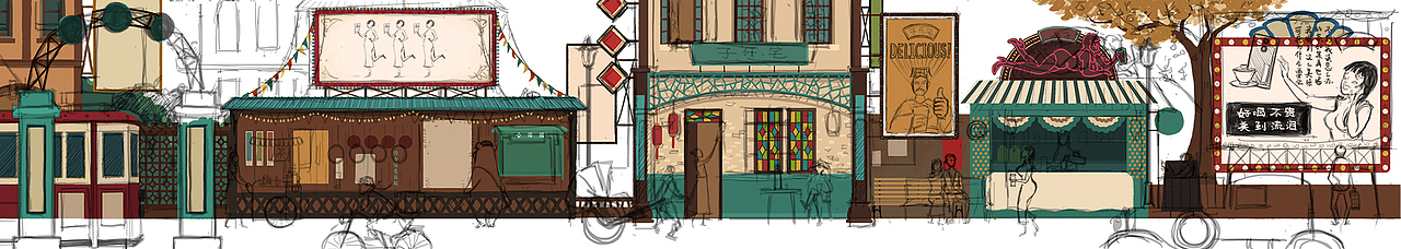 子乐宅实体店街景墙画 罗雨舒插画（图ZNjI0NzY1Mjg=） - 创作习作 - 站酷设计师小灰侠嘎罗原创素材 - 站酷ZCOOL