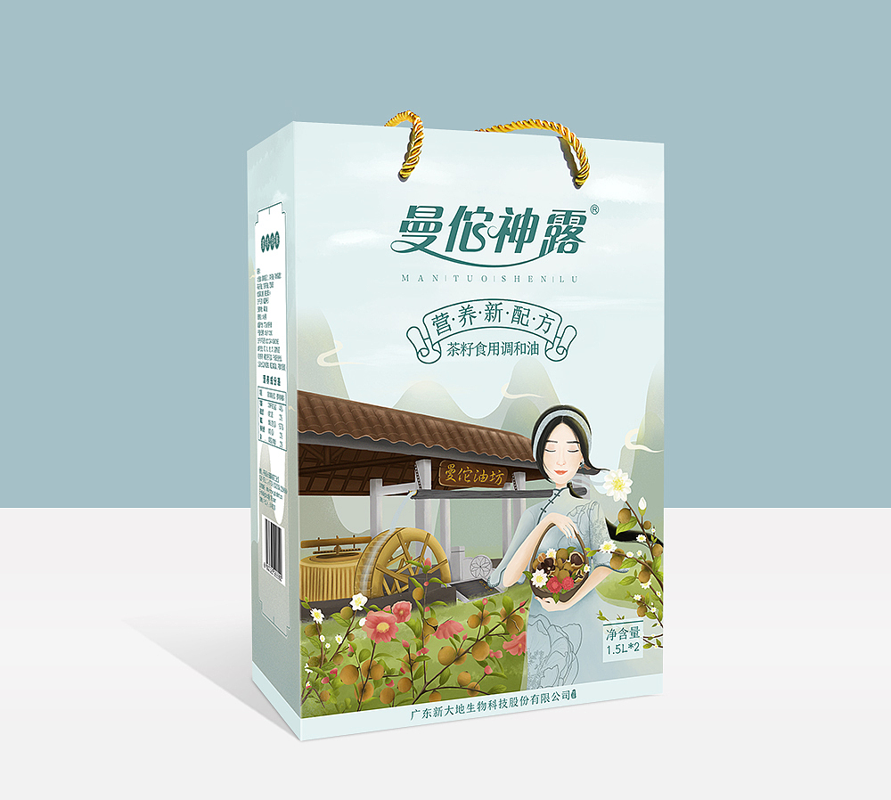 《曼佗神露》食用油包装插画（图ZMTA0NjM1NDM2） - 包装 - 站酷设计师Didi菌原创素材 - 站酷ZCOOL