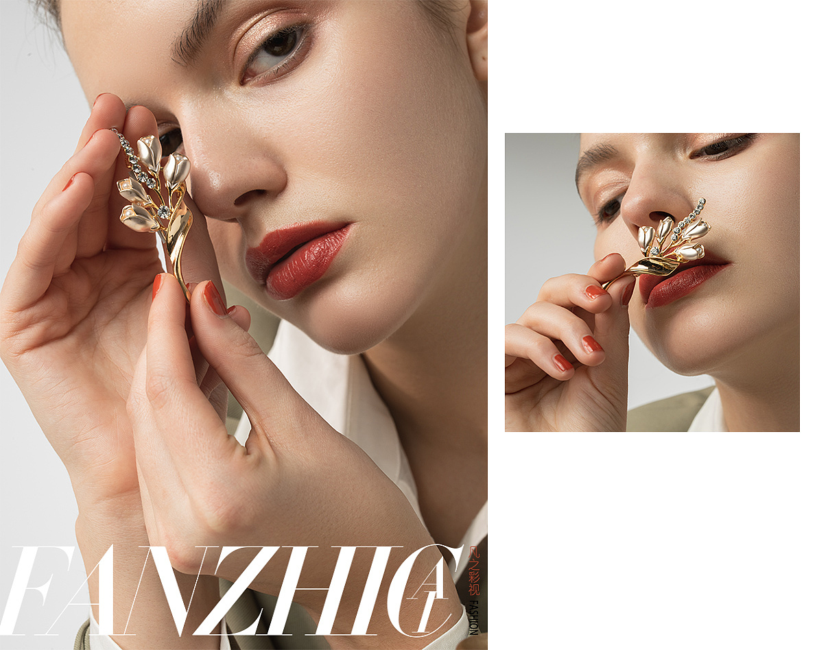 首饰珠宝拍摄/时尚饰品大片/首饰胸针模特摄影作品