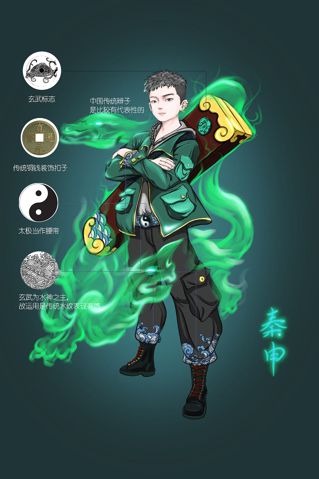 新国潮游戏概念角色--玄武·秦申|平面|ip形象|will小刚_原创作品