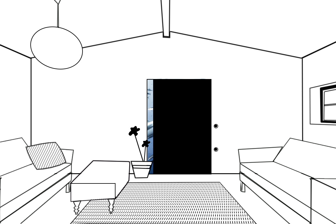 黑白房间平面机绘