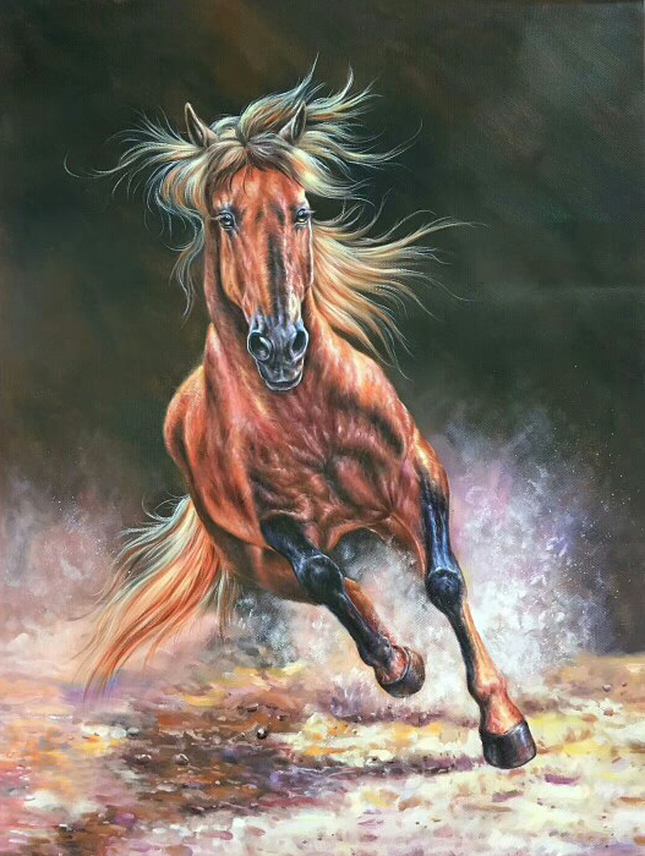 骏马油画
