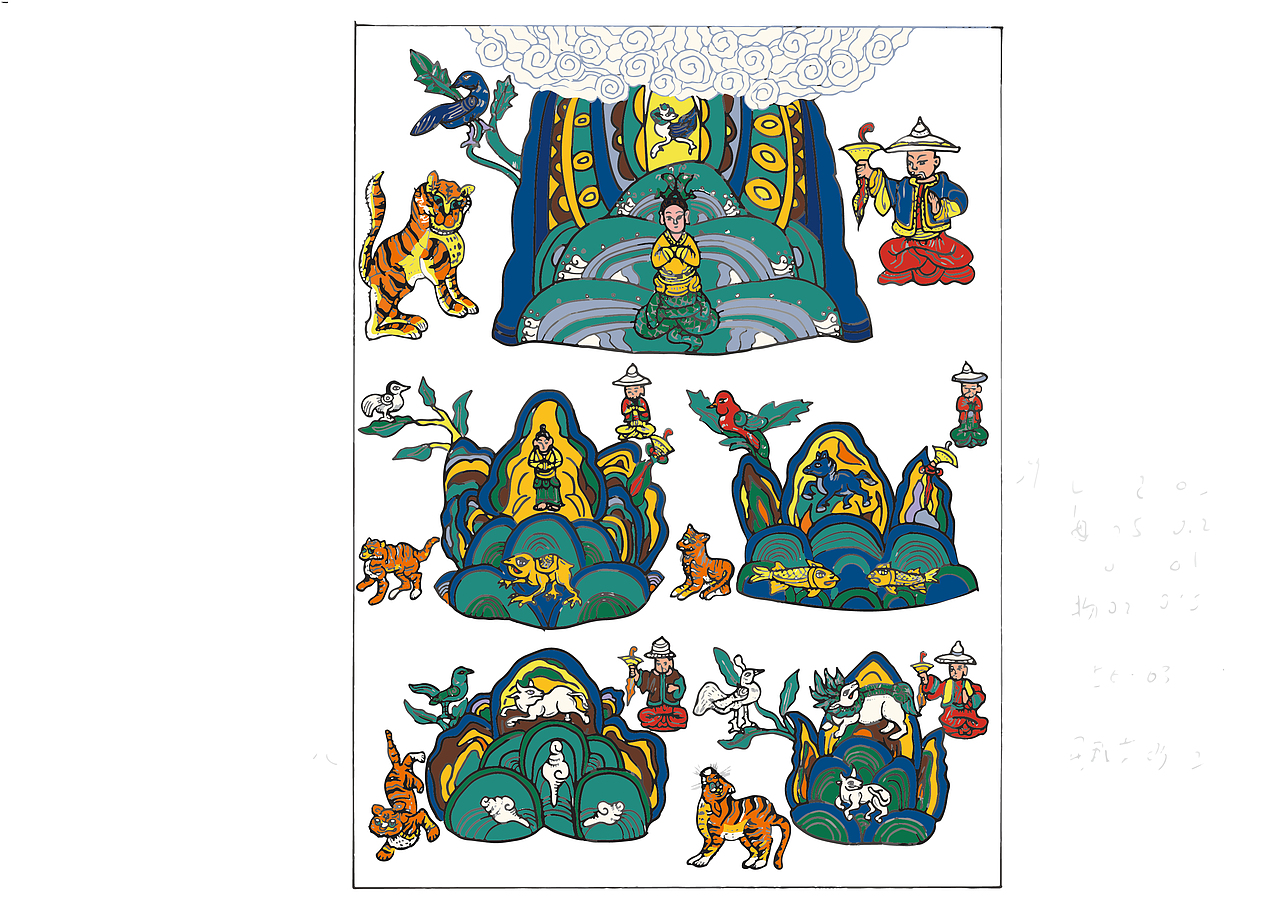 滇西北·纳西族·东巴教·神路图（图ZMjAwODU4MzU2） - 艺术插画 - 站酷设计师悟智原创素材 - 站酷ZCOOL