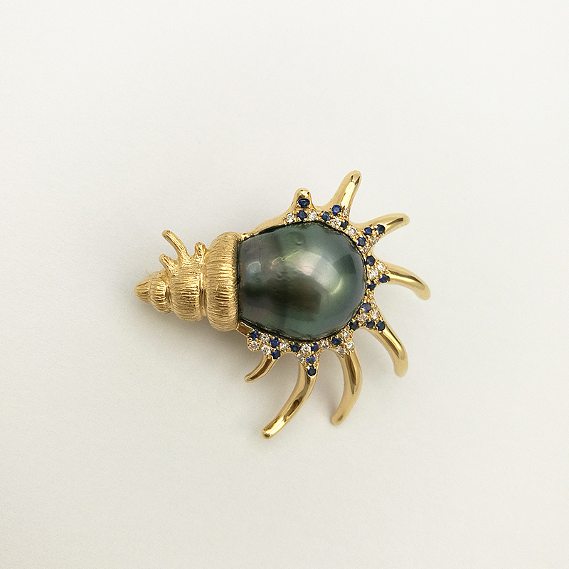 《海螺》异形珍珠胸针作品创作过程（图ZMTMyMzg4NDcy） - 首饰设计 - 站酷设计师代波军艺术珠宝原创素材 - 站酷ZCOOL