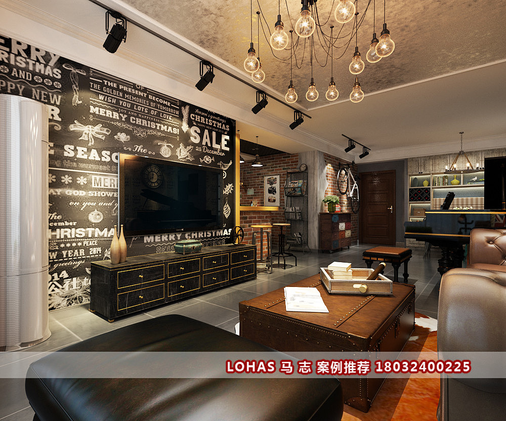 【瀚唐装修】瀚唐132平米音乐王子的工业风装修效果图