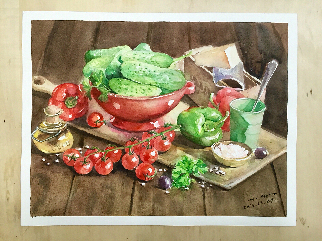 水彩静物—小黄瓜