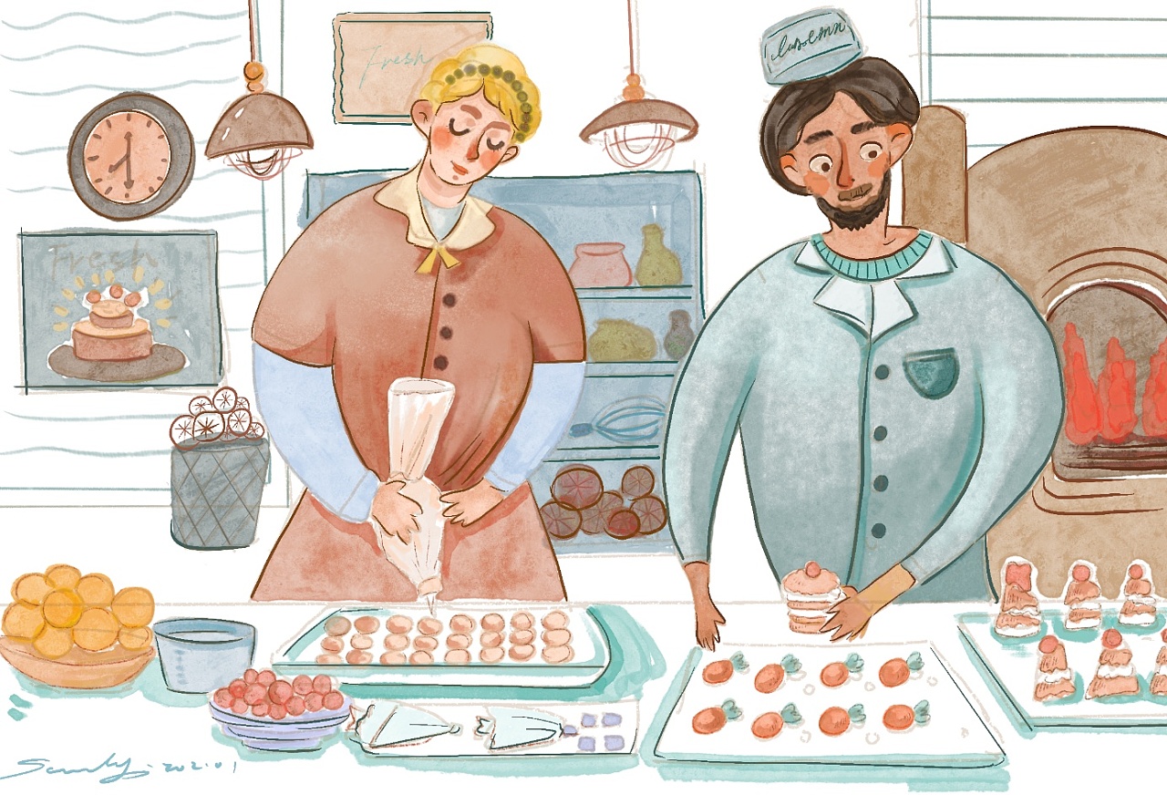 《做蛋糕的人》|插画|儿童插画|三得小生 - 原创作品 - 站酷 (zcool)
