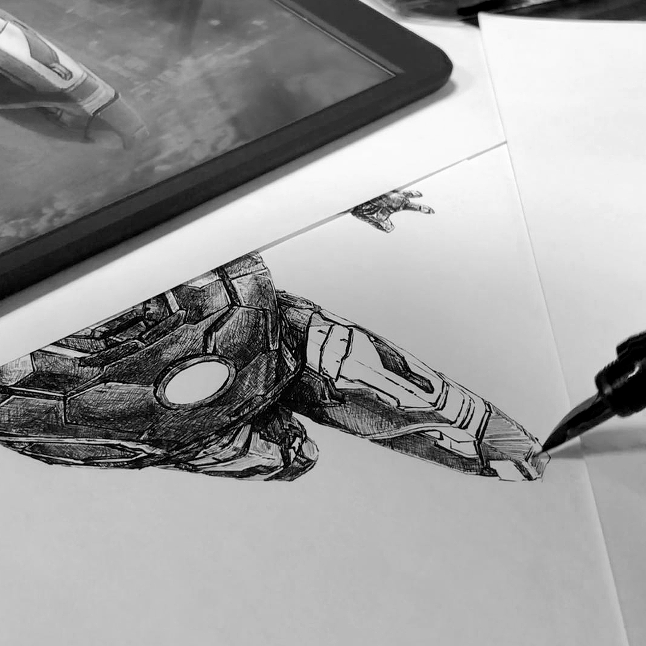 漫威英雄之钢铁侠手绘(钢笔画)