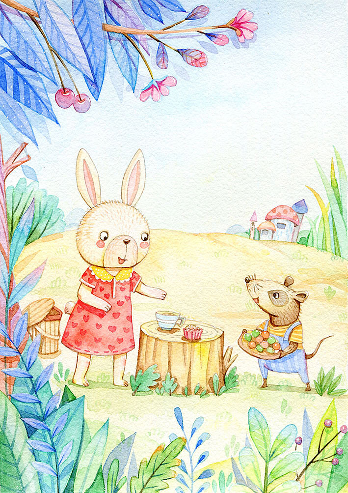 原创水彩儿插（图ZOTE2MTI3MzI=） - 儿童插画 - 站酷设计师小岛童画原创素材 - 站酷ZCOOL