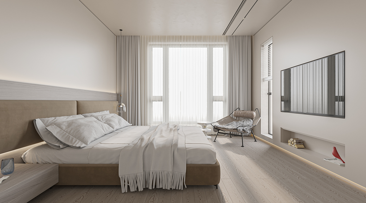 极简奶油风卧室套间（图ZMjkzMTM2NDUy） - 家装设计 - 站酷设计师离千尘原创素材 - 站酷ZCOOL
