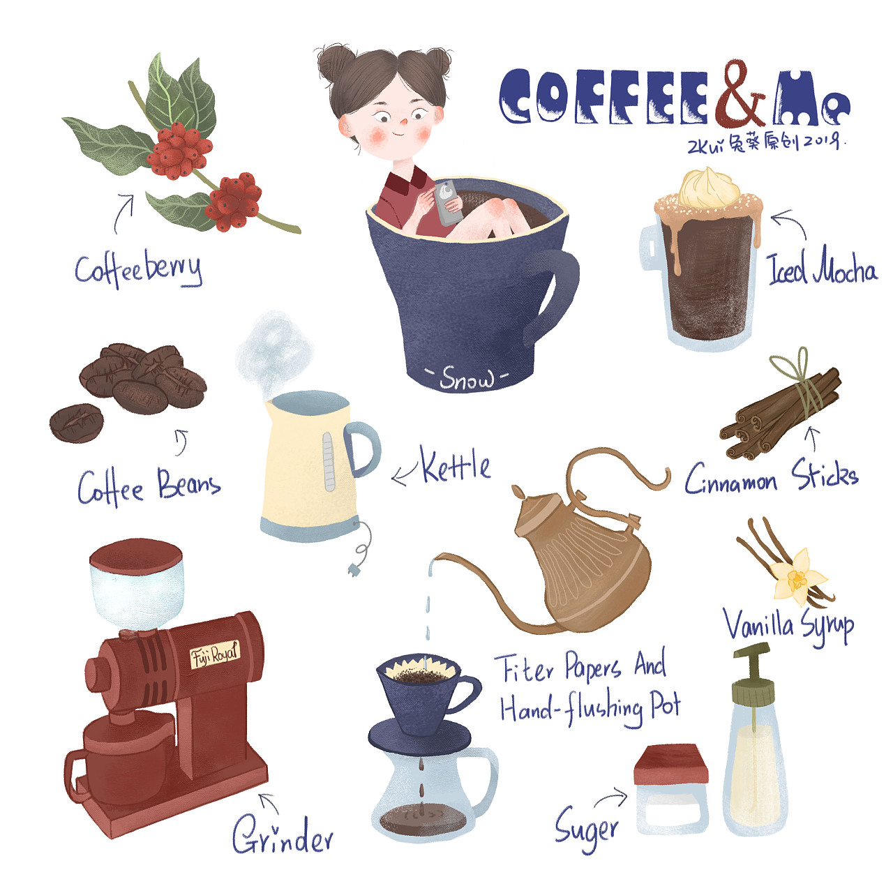 喝咖啡的美女设计图__动漫人物_动漫动画_设计图库_昵图网nipic.com