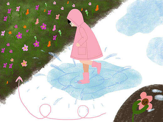 踩水的小女孩（个人主页-ZNDc1Mzc4MzI=） - 创作习作 - 站酷设计师吉纳桃子原创素材 - 站酷ZCOOL