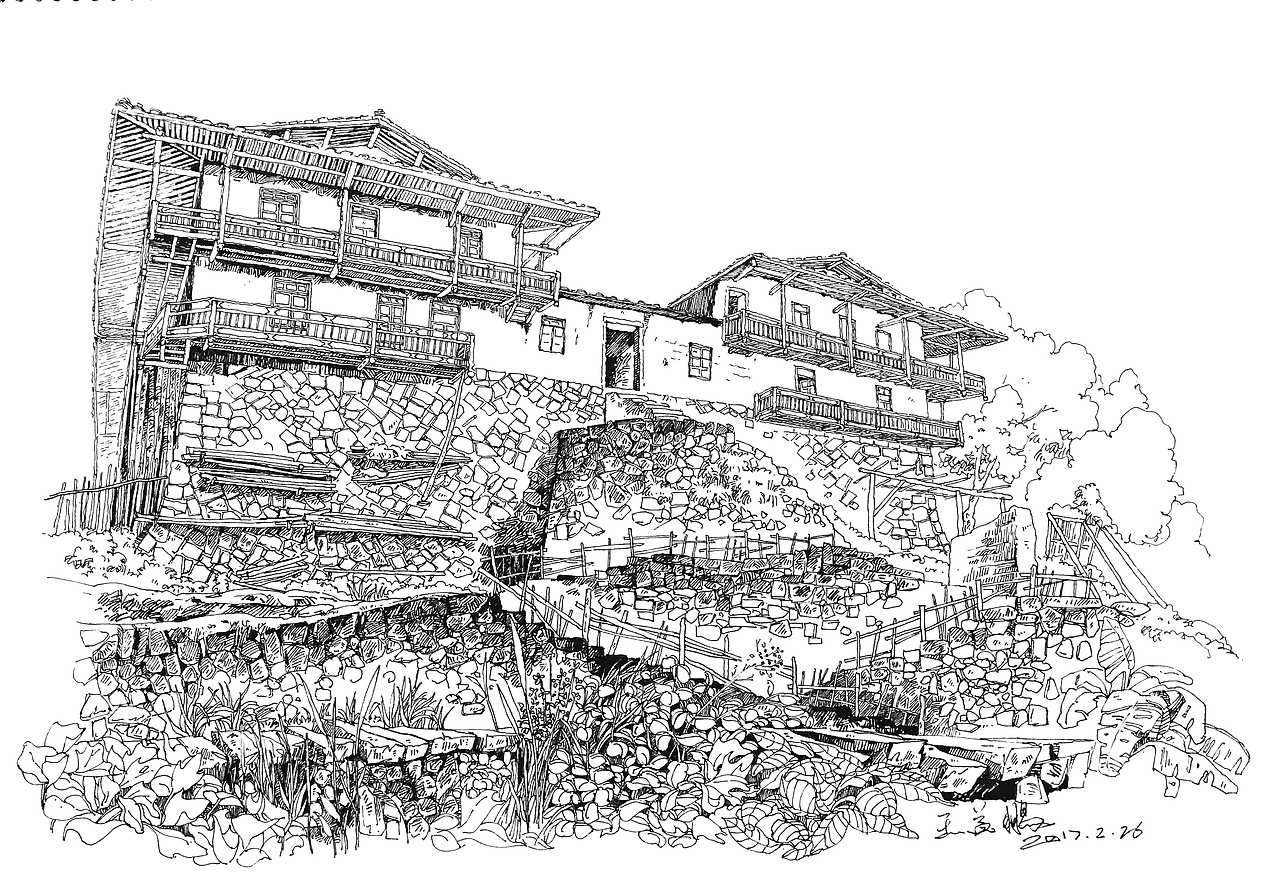 深山里的老房子【钢笔画】（图ZMTQzMzM1OTQw） - 绘画 - 站酷设计师一盆原创素材 - 站酷ZCOOL
