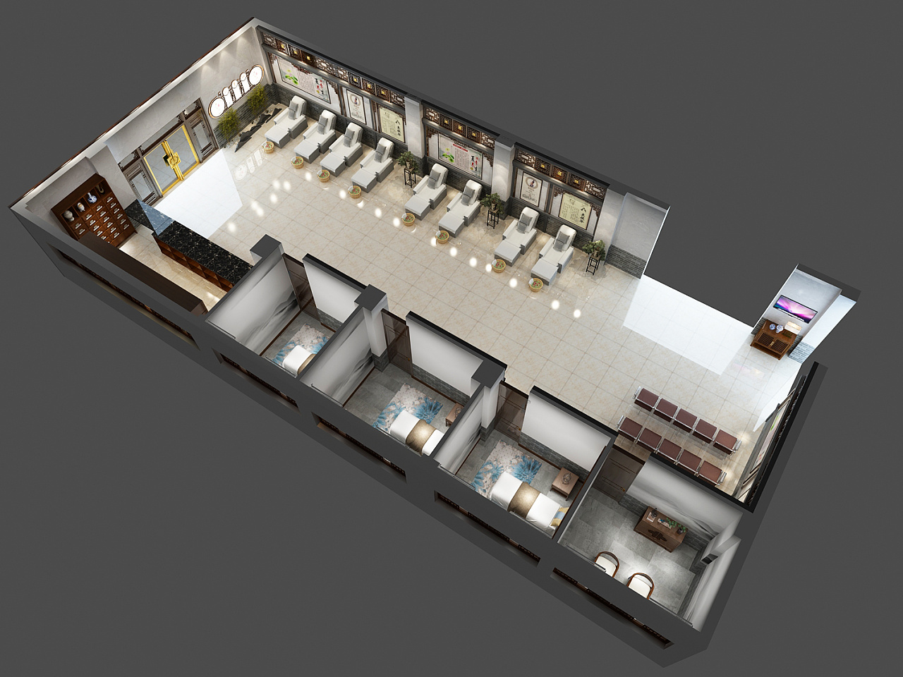 老中式中医馆效果图设计 3d效果图设计