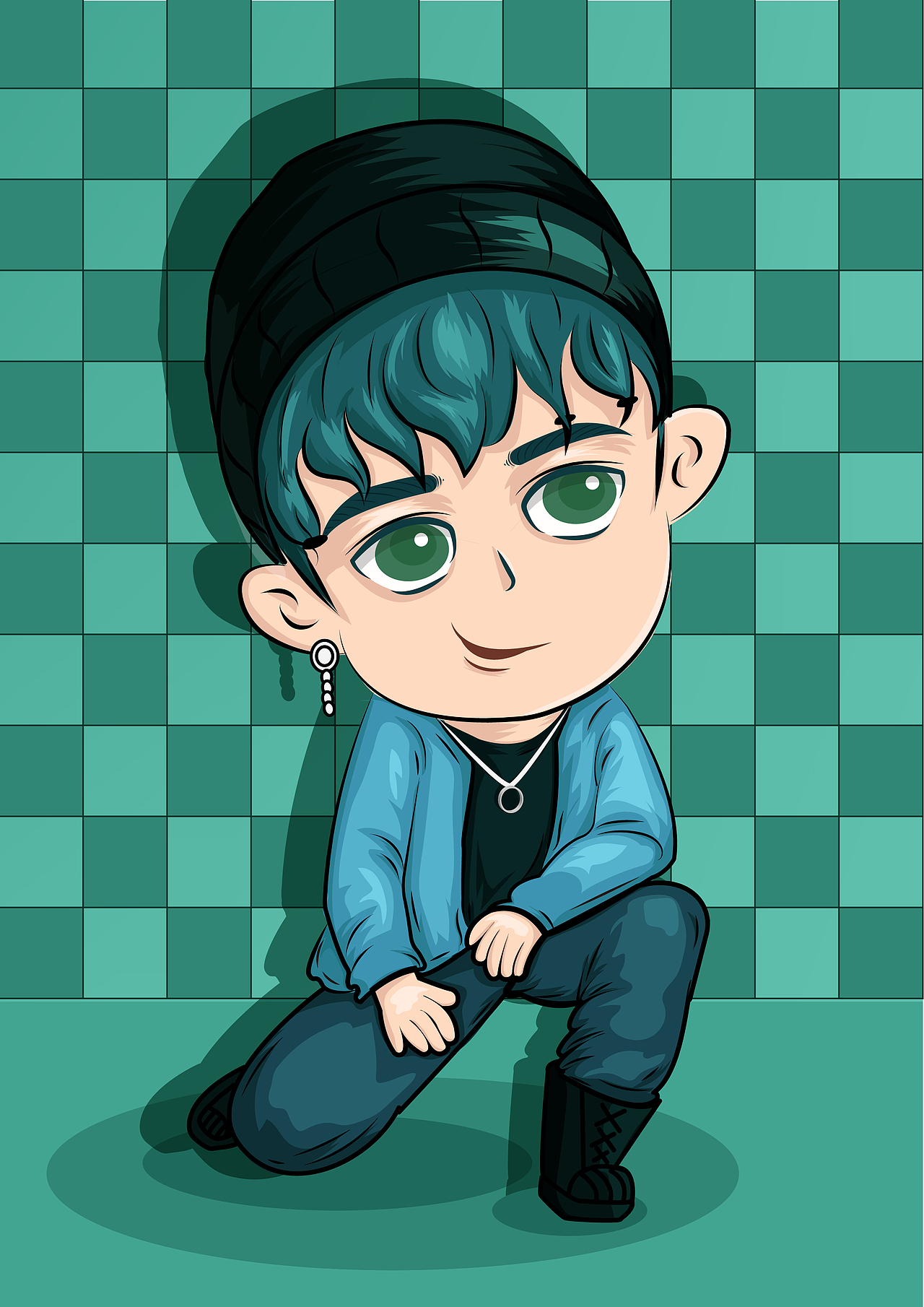 分享收藏插画插图ip形象 ai插画镜中人场景插画人物插画人物插画人物