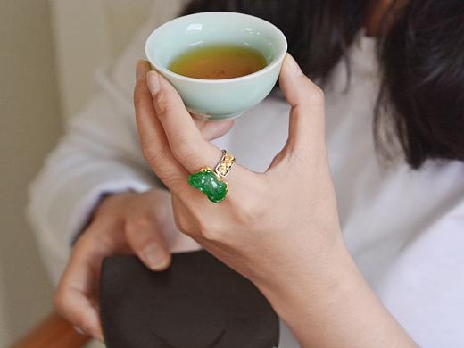 设计师作品|貔貅银杏叶戒指