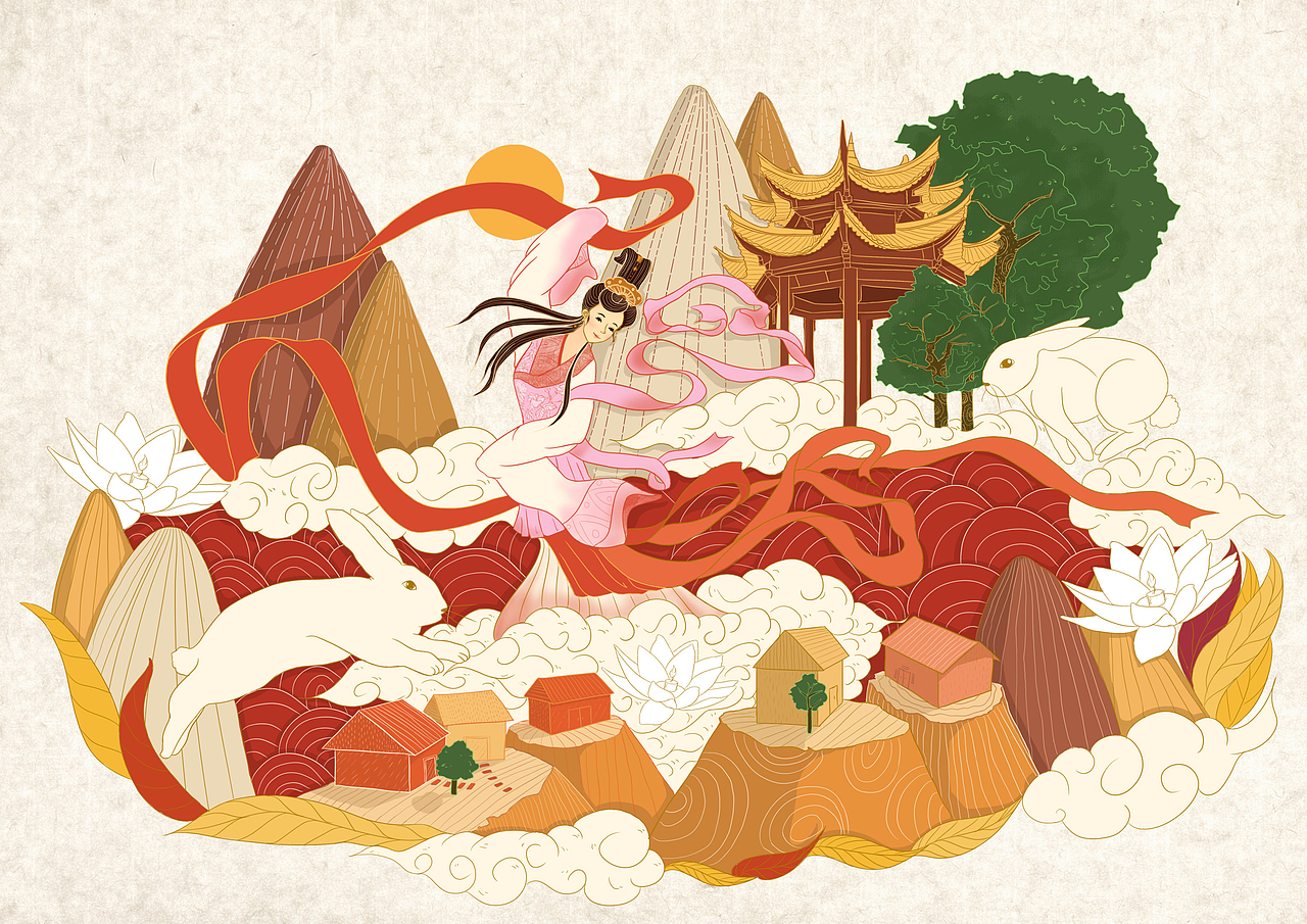中秋（图ZMTI5MzQxNDA0） - 商业插画 - 站酷设计师彭希大人原创素材 - 站酷ZCOOL