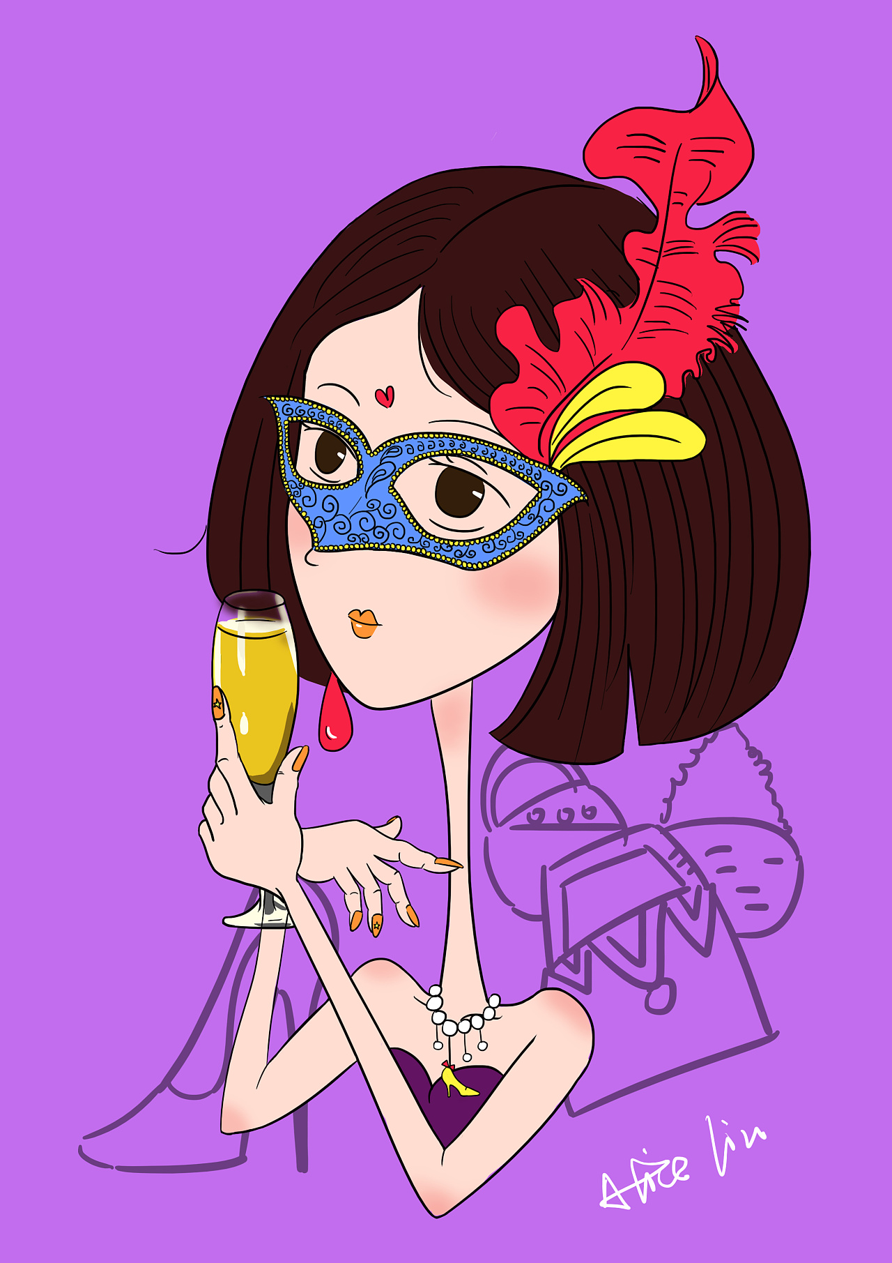 面具少女|插画|商业插画|佳佳糖12345 - 原创作品 - 站酷 (zcool)