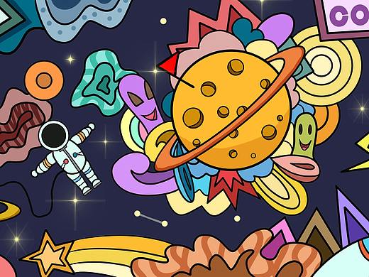 幻想的太空（個(gè)人主頁-ZNTQ3NjA2NTY=） - 商業(yè)插畫 - 站酷設(shè)計(jì)師花花開開原創(chuàng)素材 - 站酷ZCOOL