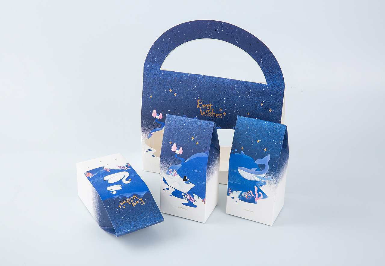 梦幻星空—牛轧糖雪花酥手提包装设计（图ZMTg4OTQ0NDEy） - 包装 - 站酷设计师海边d星空原创素材 - 站酷ZCOOL
