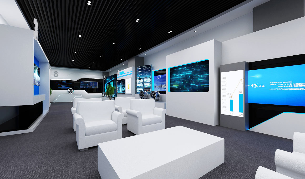轮毂企业展厅第二套3d效果图设计 现代科技风格设计