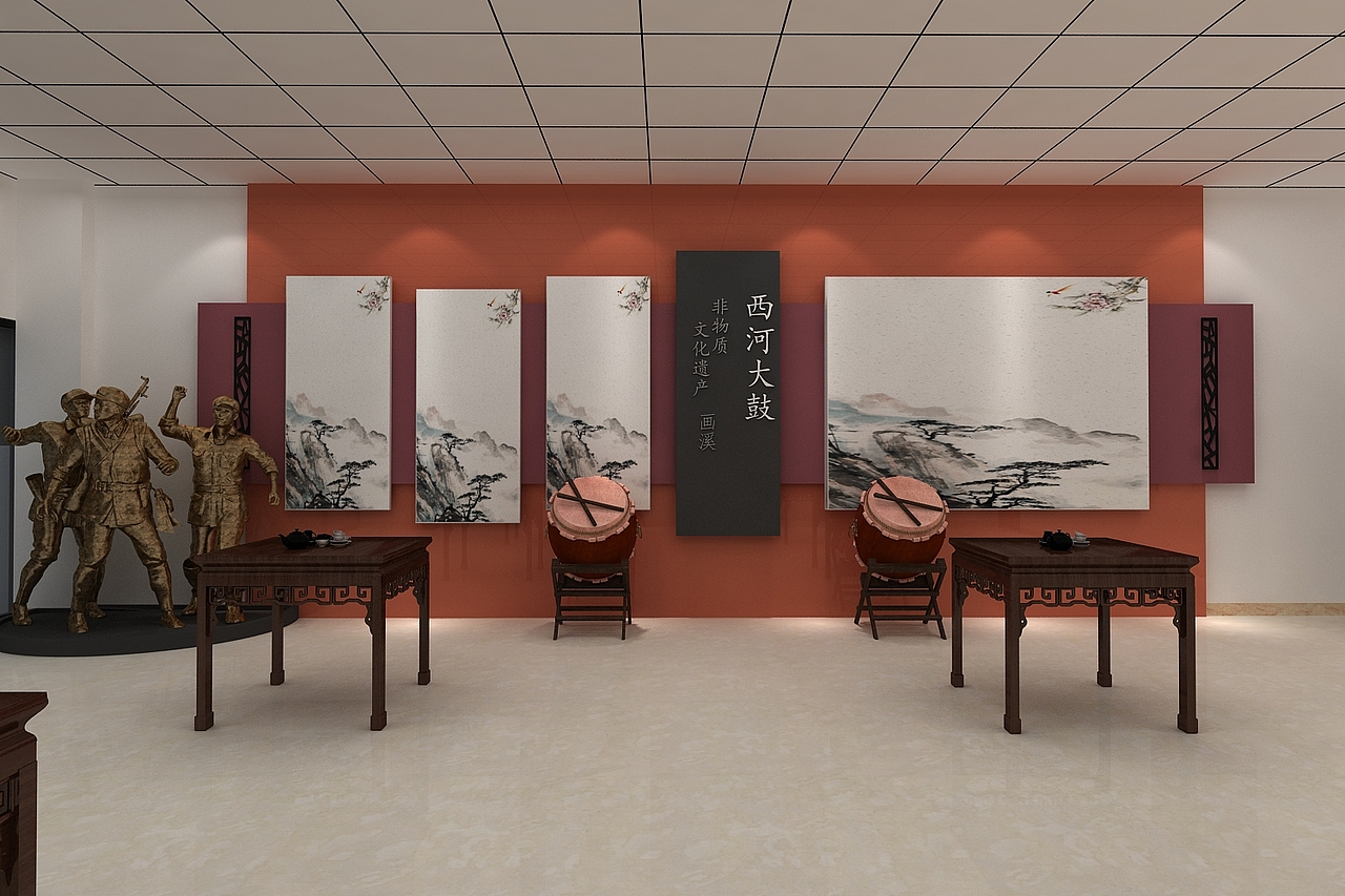 非遗历史文化大厅设计3D效果图