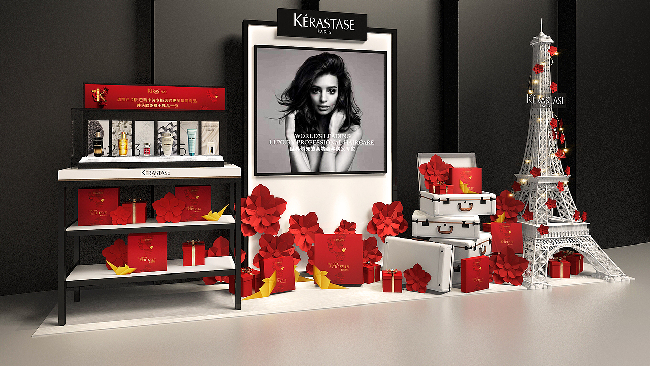 卡诗2019年圣诞，CNY小展台 booth（图ZMjMxNDQwNzg0） - 展陈设计 - 站酷设计师憨憨的小傻蛋原创素材 - 站酷ZCOOL