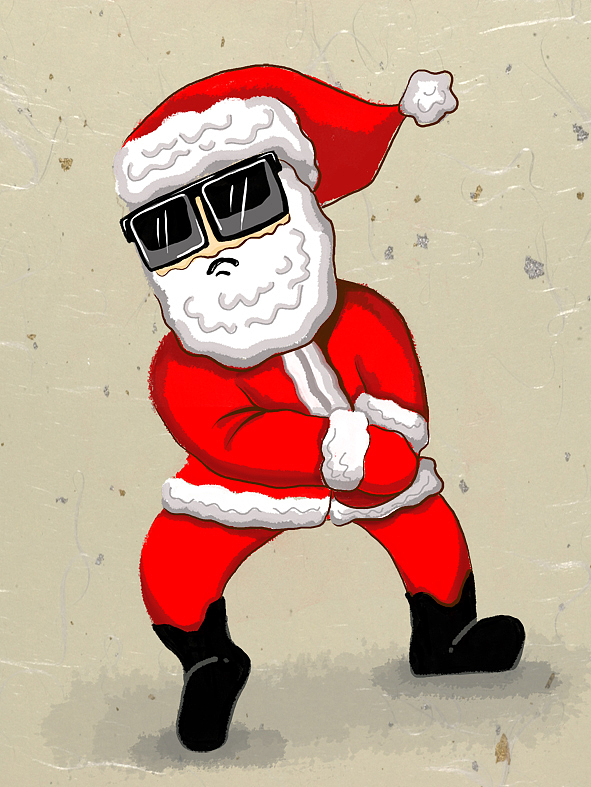 跳骑马舞的圣诞老人