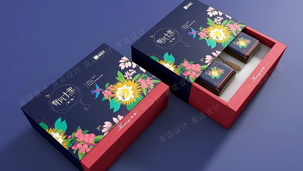 箱盒汇  | :简约风"春风十里"蜂蜜礼盒包装