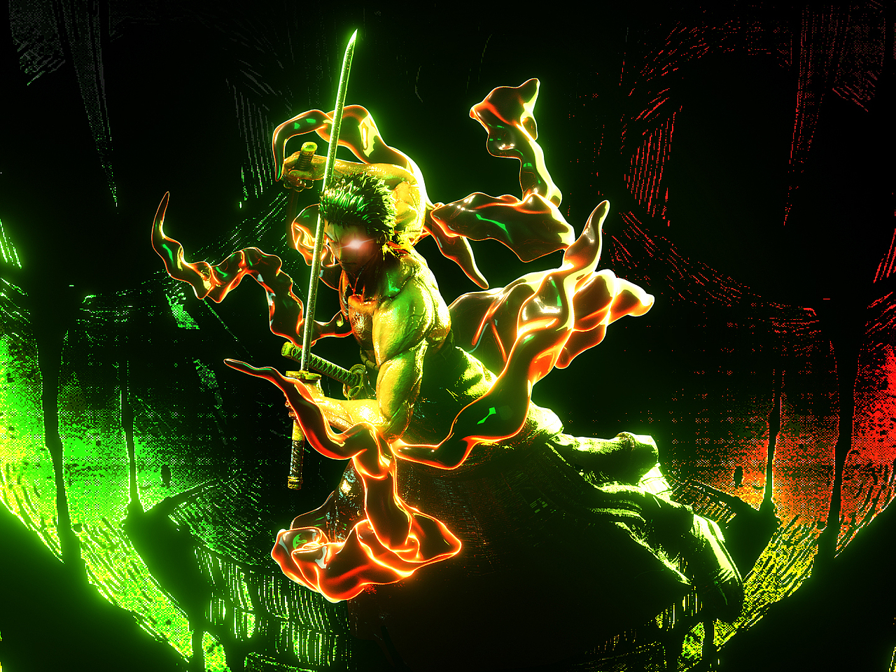 OnePiece索隆鬼气形态 渲染重制版（图ZMzI4OTIyODIw） - 人物/生物 - 站酷设计师夜猫的小鱼肝原创素材 - 站酷ZCOOL